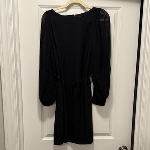 NWT Ann Taylor size 10 Elegant Black Mini Shift Dress with Tie Waist